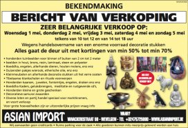 Bekendmaking : Bericht van verkoping  